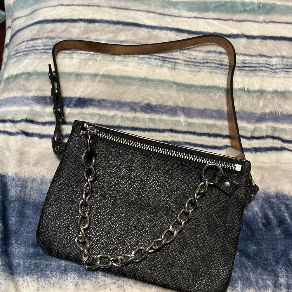 Michael Kors Black synthetic Leather Chain-Accent fanny pack